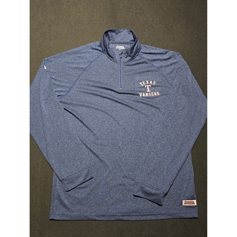 Texas Rangers Baseball Stitches 1/4 Zip Pullover Shirt Men's Large Blue MLB‎